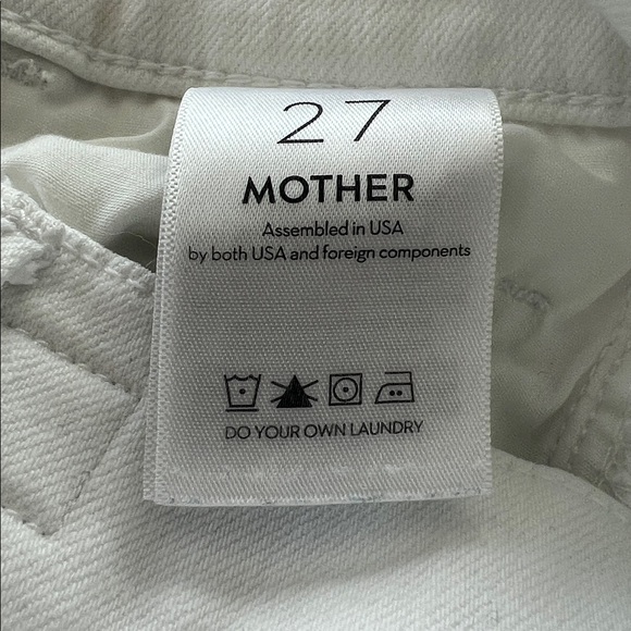 MOTHER The Hustler Ankle Fray Jeans White USA Stretch Size 27